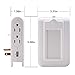 GRDE Wall Mount Charger with 4 AC Outlet Dual USB Charging Ports Dusk Surge-protected Power Socket Extender to Dawn Sensor LED Night Light and Slot Phone Holder