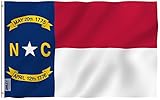 Anley Fly Breeze 3x5 Foot North Carolina State Polyester Flag - Vivid Color and UV Fade Resistant - Canvas Header and Double Stitched - North Carolina NC Flags with Brass Grommets 3 X 5 Ft