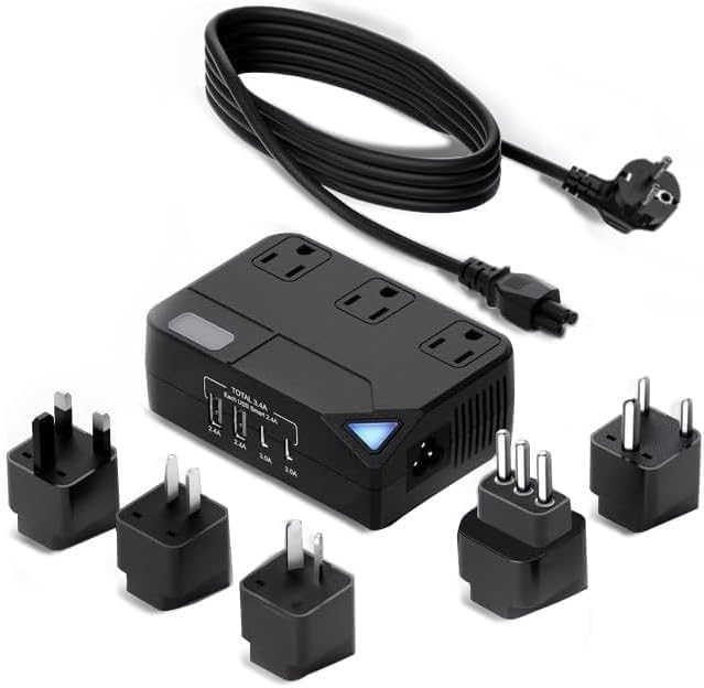 Photo 1 of 2 Pack Type E/F Travel Power Plug Adapter, FATYER Germany France Plug Converter with 2 USB Ports,Outlet Adapter Charger for US to Germany, 2300W Voltage Converter (Black)