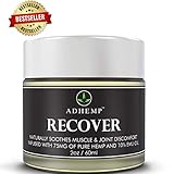 Recover Organic Hemp Pain Relief Cream Formulated for Arthritis, Knee, Hand Pain, Joint & Back Pain, Made in The USA- Pain Cream, Hemp Cream for Inflammation and Sore Muscles 10% Emu Oil, Arnica- 2oz