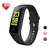 goopow Fitness Tracker, Activity Tracker Watch with Heart Rate Monitor, Waterproof Smart Fitness Band with Step Counter, Calorie Counter, Pedometer Watch Kids Women and Men (Vblack)