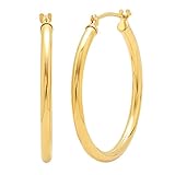 14K Gold 1 inch Diameter Round Hoop Earrings