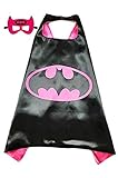Batman Batgirl Super Hero Cape & Mask - Black and Pink Hero Cape