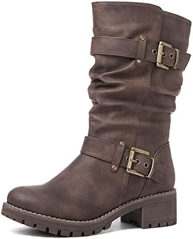 GLOBALWIN Women's Mid Calf Dress Boots Biker Motorcycle Riding Boots Women  For Women Brown Size 5.5M price in UAE | Amazon UAE | kanbkam