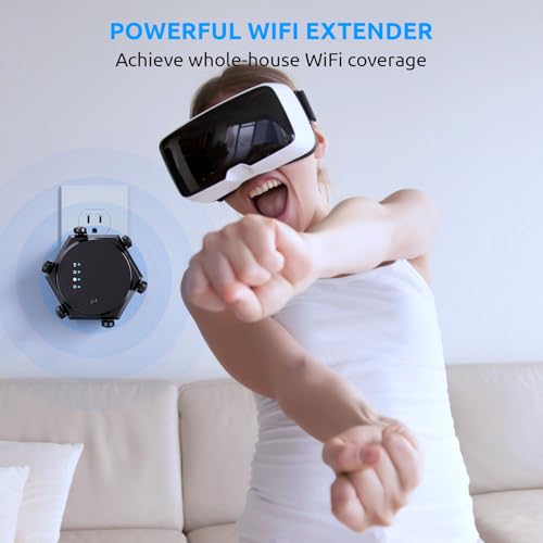 1200Mbps Dual Band (5GHz/2.4GHz) WiFi Extender Signal Booster,WiFi Repeater Covers Up to 12880Sq.ft and 60 Devices,Internet Booster with Ethernet Port for Home Wireless (Black)