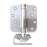 (Pack of 2) Satin Nickel 4 X 4 with 5/8 Radius Spring Door Hinges