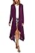 Meaneor Women's Long Sleeve Waterfall Asymmetric Drape Open Long Maxi Cardigan, XX-Large, Wine Red
