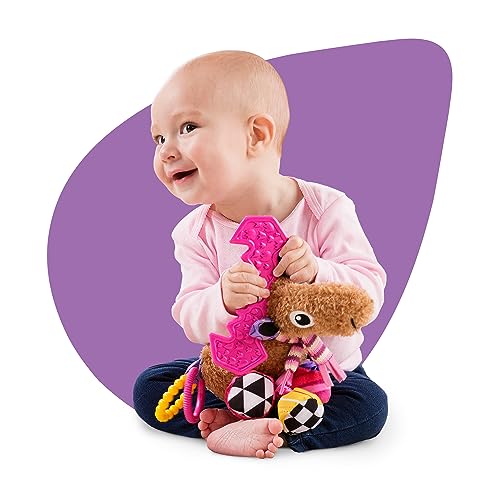 Lamaze Clip On Car Seat and Stroller Toy - Muffin the Moose - Crinkle Sensory Toys for Babies on the Go - High Contrast Travel Toys for Infants - Ages 0 Months and Up