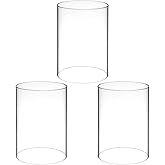 Amosfun 3Pcs Hurricane Candle Holder Sleeve Windproof Cylindrical Pillar Open Ended Candle Shade Chimney Tube Cover 3.94 X 2.76 Inch