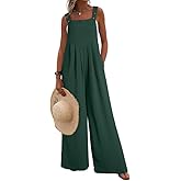 Dokotoo Women's Casual Loose Overalls Jumpsuits One Piece Sleeveless Wide Leg Long Pant Rompers With Pockets