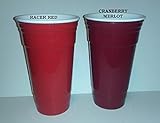 Party Cup Cranberry Merlot 32 Oz. - Doublewall Insulated - Dishwasher Safe - Sweat Proof - Reusable Beverage Cup