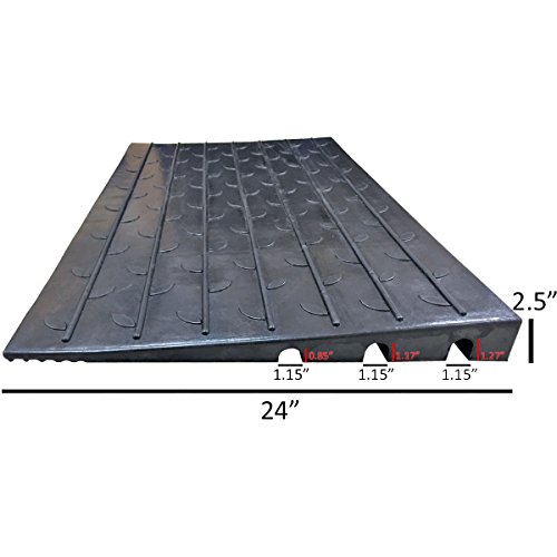 2.5" Rubber Threshold Ramp with 3 Channels Cord Cover