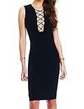 Allegrace Womens Sexy Sleeveless Bodycon Stretch Party Evening Bandage Dresses Black M