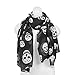 NYKKOLA Girls Skulls Printed Black Long Soft Scarf Shawl, White