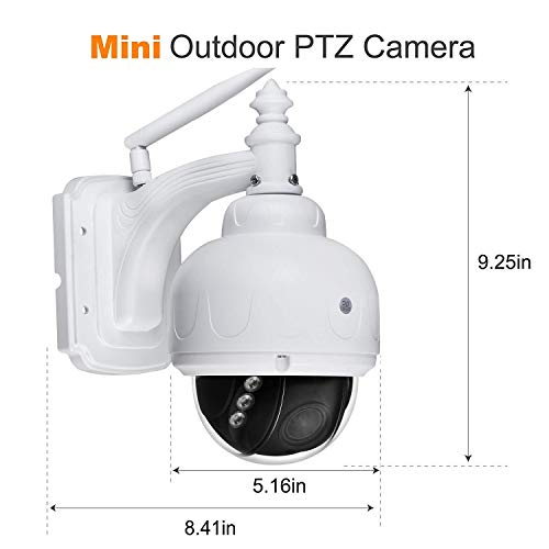 PTZ Dome IP Camera 1080P WiFi CCTV Outdoor Security Camera H.265/H.264 with 2.8-12mm Lens 5X Zoom Auto Focus, 355° Pan/90° Tilt, Night Vision, Motion Detection, Micro SD Card Slotlot