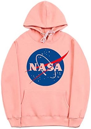 Tianlou Nitree Men Fashion NASA Logo Print Hoodie Sweatshirt With Kangaroo Pocket