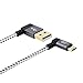 CableCreation 3Feet [2-Pack] 90 Degree USB 2.0 A to Micro USB B Cable, Double Angle-Dual Angled Micro USB Cable with Aluminium Case,1Meter, Space Gray