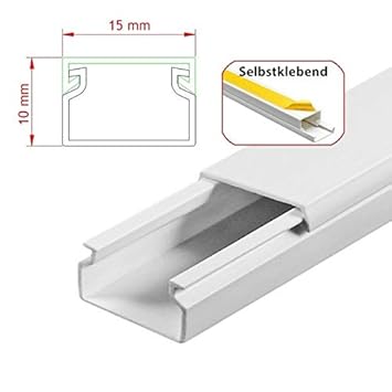 StilBest® 10m Kabelkanal [L x B x H 200x1,5x1,0 cm, PVC, Selbstklebend, weiß] Kabeldurchführungssystem | Kabelleiste | Kabels