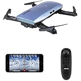 sykii RC Drone Quadcopter, H47 Fold Portable WIFI FPV Drone with 720P HD 0.3MP Camera Live Video 6-Axis Gyro Mini Selfie Drones WiFi App &amp; Remote Control RTF Helicopter - Blue
