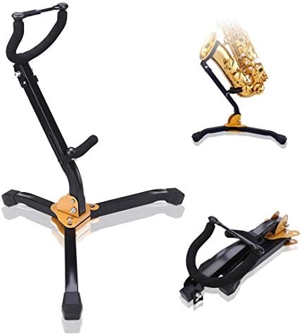 Musical instrument accessories Alto Saxophone bracket Foldable Saxophone shelf Adjustable metal triangle base (Yellow)