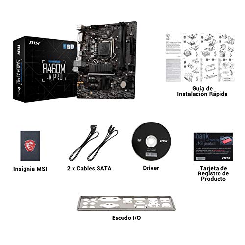 MSI-B460M-A-PRO-Placa-Base-Pro-Series-10th-Gen-Intel-Core-LGA-1200-Socket-DDR4-USB-32-Gen-1-Gigabit-LAN-DVI-DHDMI