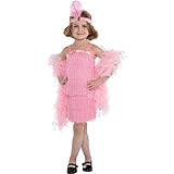 Roaring 20's Cotton Candy Pink Flapper Girl's Party Costume, Polyester Fabric, Children's Small (4-6), 3-Piece Set