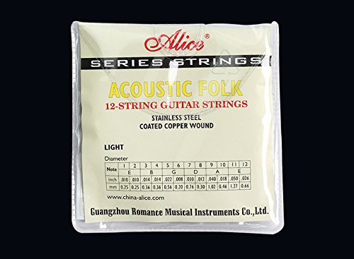 Alice A2012 Stainless Steel Coated Copper Alloy 12-Strings Acoustic Guitar Strings