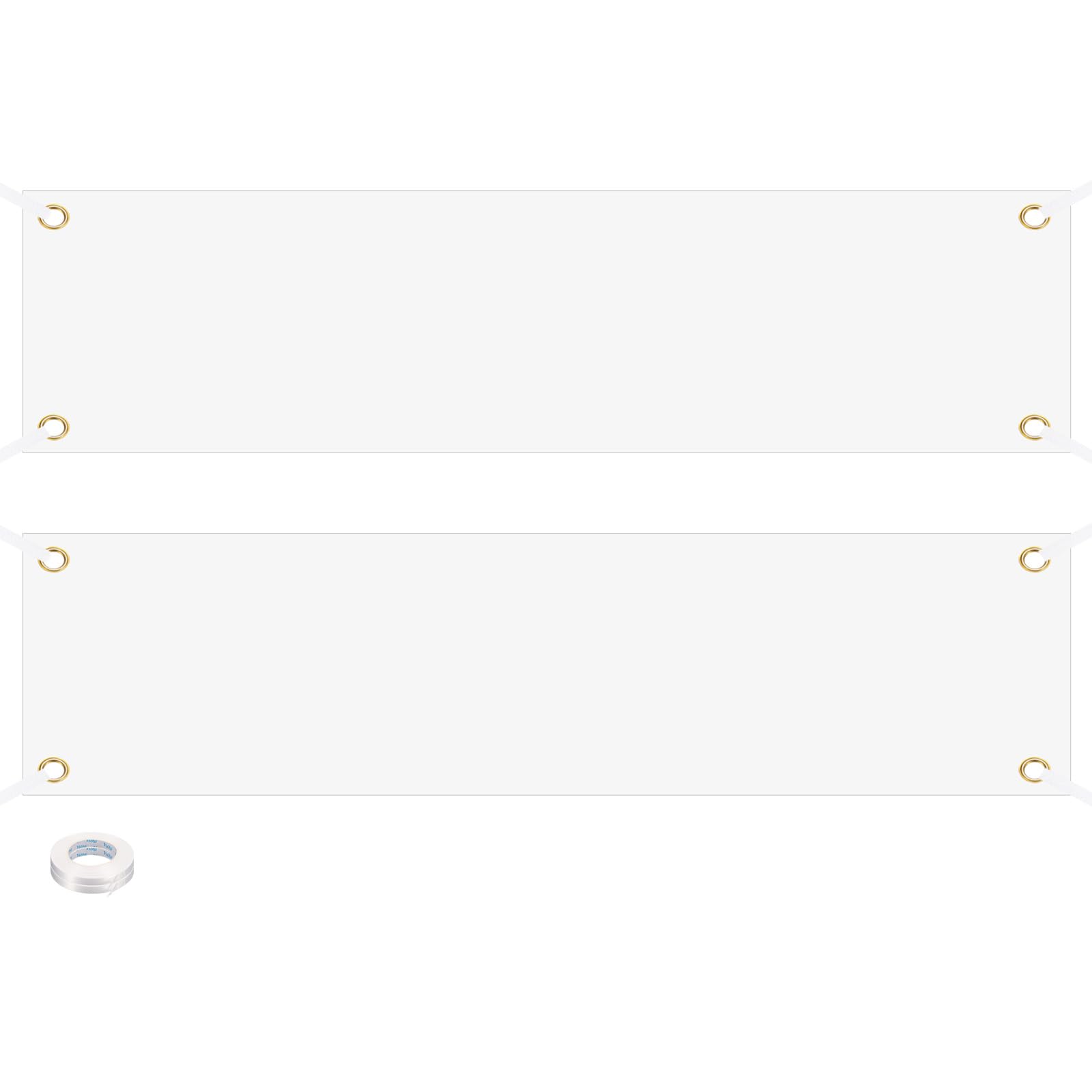 PATIKIL Blank Banners Signs to Decorate 2'x8' Sublimation White Banner with Hanging Rope for Business Outside Outdoor Wall, 2 Set