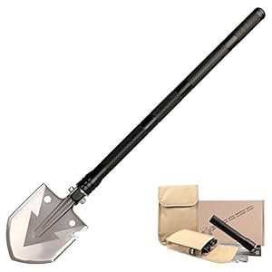 FSDUALWIN 多機能シャベル 折りたたみシャベル アウトドアスコップ キャンプと園芸用品 緊急ツール 取り外し可能 折り畳み式 収納バッグ付き 15機能 車載 スコップ 雪かき ブラック ゴールド (ブラック)