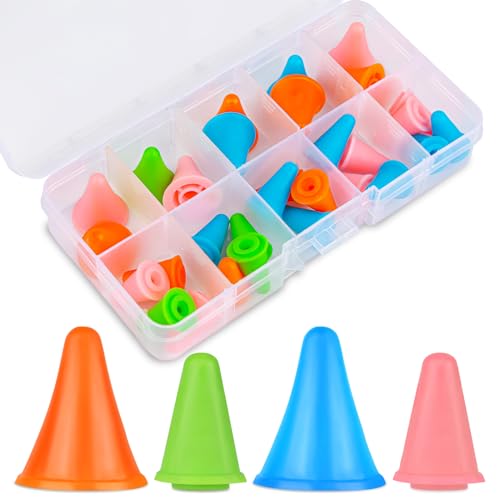 30 PCS Knitting Needles Point Protectors, Colorful Needle Point Stoppers with Plastic Box, 2 Sizes(20 PCS Small+ 10 PCS Big Knitting Needles Cap) Needle Tip Stoppers for Knitting Craft