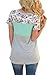 HOTAPEI Women Casual Floral Print Short Sleeve Colorblock T Shirt Blouse Tops Green Large