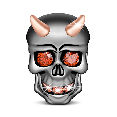 GNOCE Women's Skull Charm for Bracelets 925 Silver Charm Bracelets Charm for Women fit US European Bracelets Necklaces (Skull Devil)