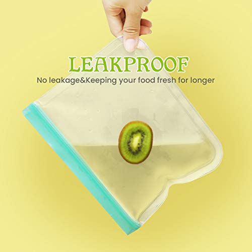 Reusable Food Storage Bags, Godmorn 10 Pack (4 Large Food Bags+4 Sandwich Bags+2 Snacks Bags) Leakproof BPA-Free Reusable Lunch Bags Ziplock Bags, Extra Thick FDA Food Grade Organizer,Freezer Safe