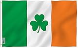 ANLEY [Fly Breeze] 3x5 Foot Ireland Shamrock Flag - Vivid Color and UV Fade Resistant - Canvas Header and Double Stitched - Saint Patrick's Day Clover Flags Polyester with Brass Grommets 3 X 5 Ft