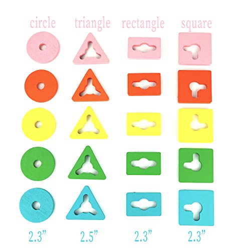 Genius Art Wooden Shape Puzzle for Toddlers - Stacking Shape Sorting Toys - Thumbnail 3