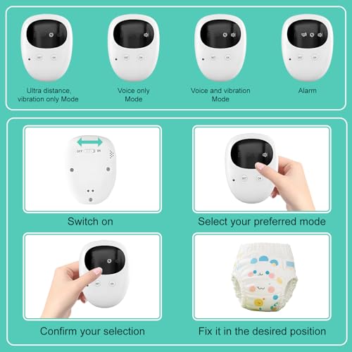 Wireless Bedwetting Alarm, Pee Alarm with 3 vibration modes and Loud Sound for Potty Training, USB-C Rechargeable Enuresis Sensor for Boys Girls Kids Adults & Elderly