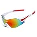 WOLFBIKE UV400 Cycling Glasses Mountain Bike MTB Sunglasses Eyewear - ONE Lens (New red White)