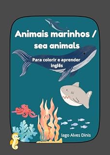 Livro Animais Marinhos : Para colorir e aprender inglês