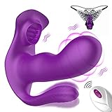 Wearable G-spot P-spot and Clitoris 3 Motors Vibrator with 9 Vibrating Modes and Intelligent Heating, Treediride Mermaid Waterproof Remote Control Butterfly Anal Vibrator for Female Couple Play