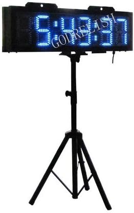 Godrelish Outdoor Blue Double Sided 6" High Character LED Race Timing Clock with Tripod for Marathon or Running Events IP64 Cabinet Wireless RF Control