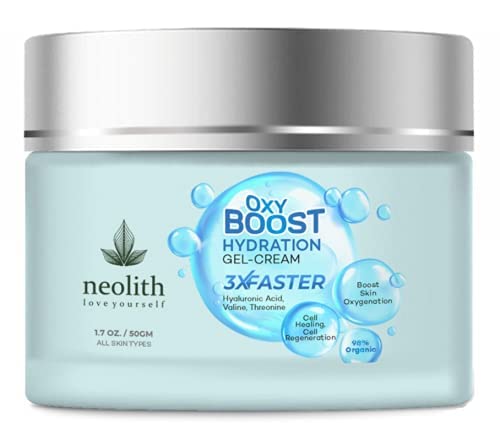 Neolith Oxy Boost Hyaluronic acid Hydration Gel Cream 98% Organic | Hydrating water gel based moisturizer for face | Cell Healing, Cell regeneration, Boost skin Oxygenation | 50 ML