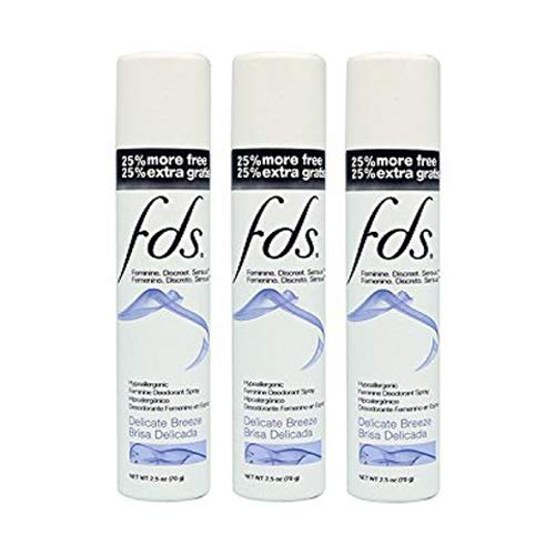 FDS Hypo-Allergenic Feminine Deodorant Spray,Delicate Breeze, 2oz + 25% BONUS (3-Pack)