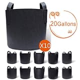 Gardzen 10-Pack 20 Gallon Grow Bags, Aeration Fabric Pots with Handles