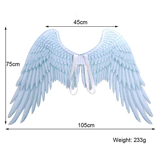 Beyonds Halloween Cosplay 3D Angel & Fallen Angel Wings Halloween Theme Party Cosplay Costume Accessories for Adults Men Women Children (Blue White)