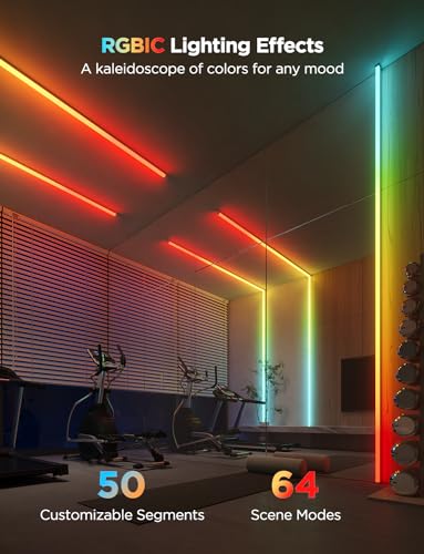 Govee RGBIC LED Strip Lights 16.4ft with Covers, Smart LED Lights Work with Alexa and Google Assistant, LED Diffuser Channel with LED Lights for Bedroom, Skirting Lines, Studio, Cabinet