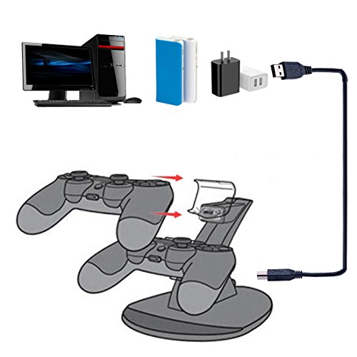 A-SZCXTOP Dual Game Charger Dock Station Stand for PS4 PlayStataion Wireless Controller with LED Light Indicators-White