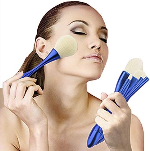 KRY Kabuki Brushes 5pcs Face Makeup Brush Set Super SOFT, Fluffy, DENSE, SILKY, Vegan-Friendly Synthetic Hair for Foundation Powder Eye shadow Concealer Contour Brushes with Makeup Brush Stand Holder