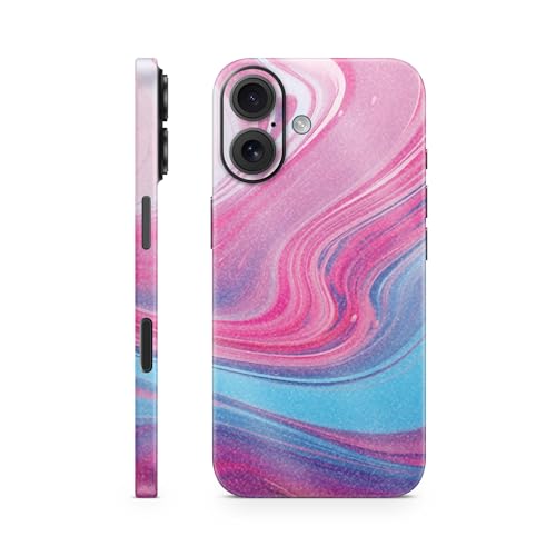 Glossy Glitter Phone Skin Compatible with Apple iPhone 16 - Magenta Pour - Prem…