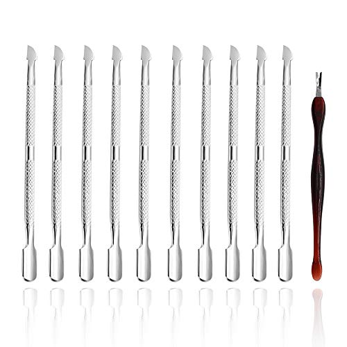 STONCEL 11 pcs Pedicure Cuticle Pusher and cutter-Durable Professional Cuticle Remover gel tool with spoon shaped,Nail Art Manicure Trimmer Tool