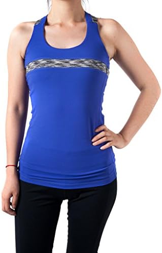 Sportown™ Women's Energy Strappy Cross Back Running Yoga Top Tank with Shelf Bra (S, Purple)